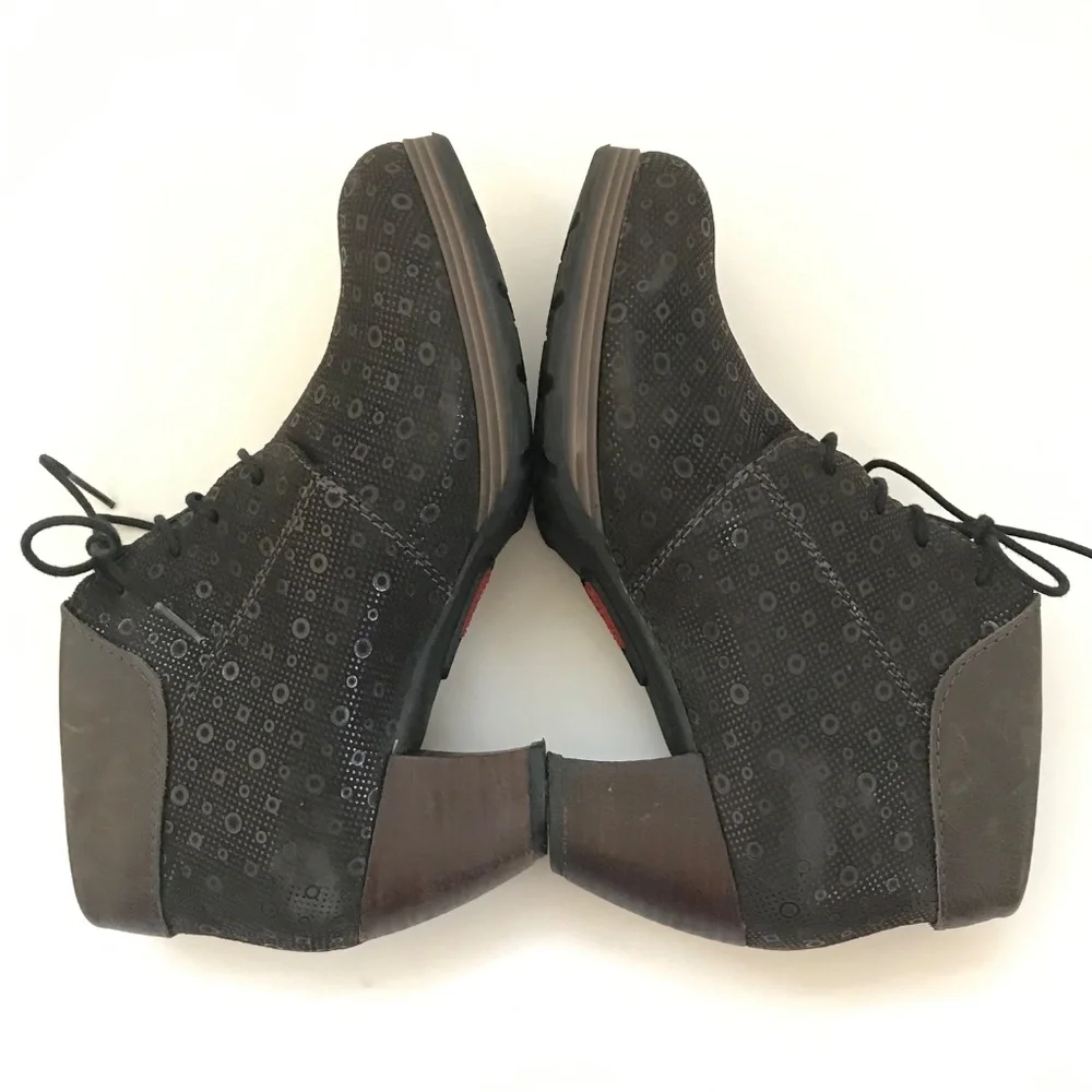 WOLKY Suede Lace Up Heeled Boot Jacquerie Women’s Size 9.5